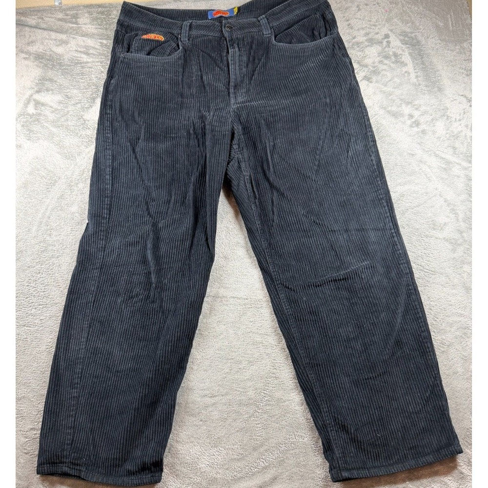 Empyre Corduroy Pants Mens 36 Black Baggy Skate Y2K